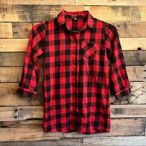 3/4 sleeve button down flannel